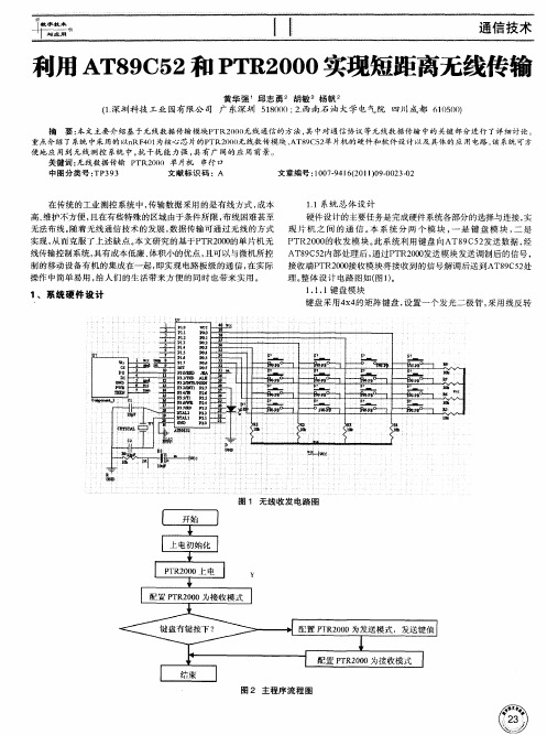 利用AT89C52和PTR2000实现短距离无线传输