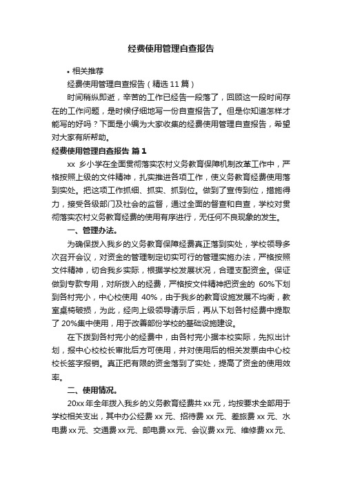 经费使用管理自查报告