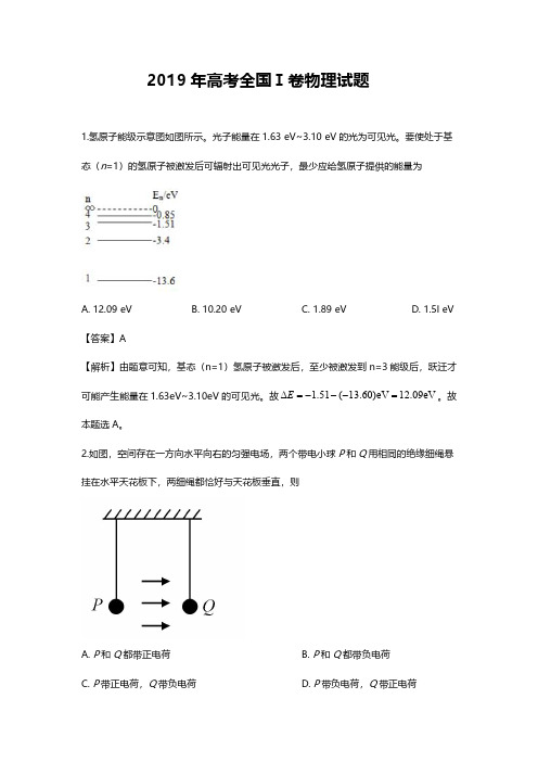 2019年高考理综物理试题解析(全国Ⅰ卷)