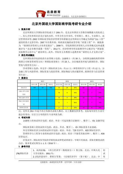 北京外国语大学国际商学院考研专业介绍、报录比、题型、参考书目、备考