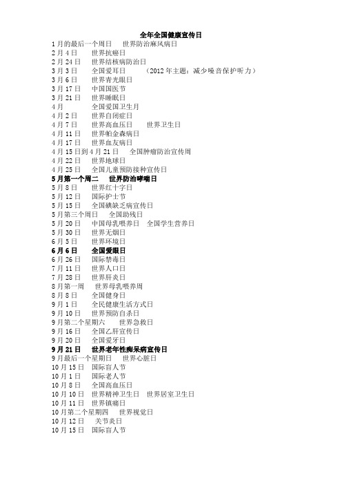 全年全国健康宣传日