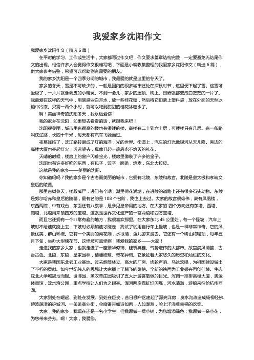 我爱家乡沈阳作文（精选6篇）