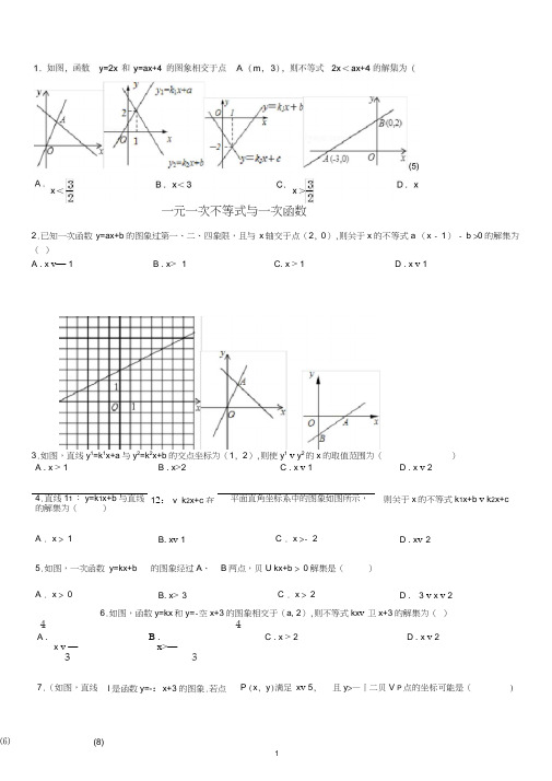 (完整版)一元一次不等式与一次函数习题精选(含答案)