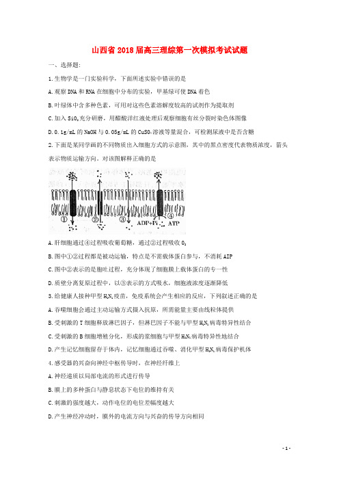山西省高三理综第一次模拟考试试题