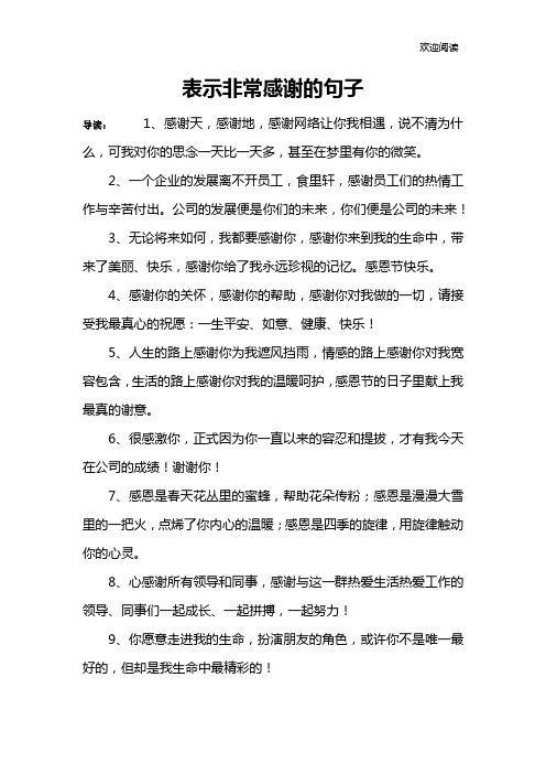 表示非常感谢的句子