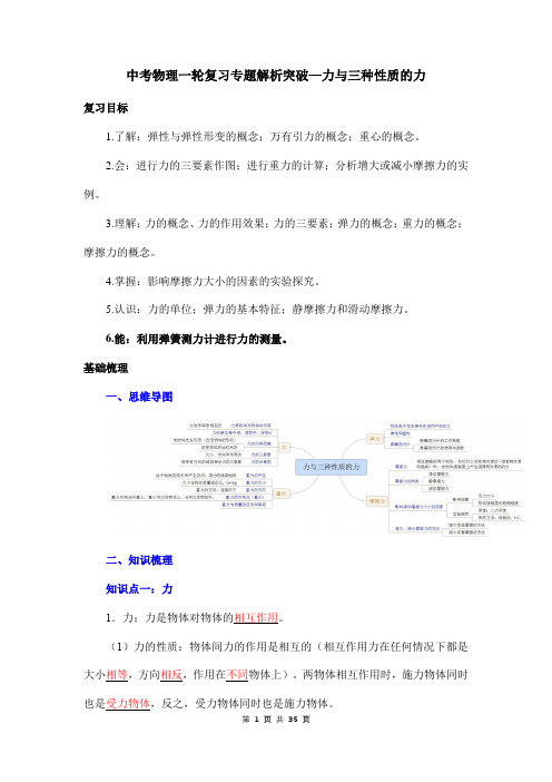 中考物理一轮复习专题解析突破—力与三种性质的力