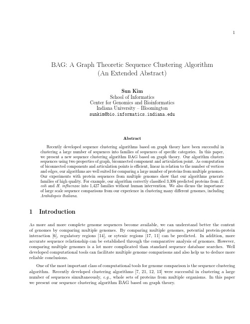 BAG a graph theoretic sequence clustering algorithm