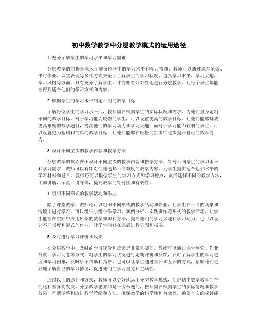 初中数学教学中分层教学模式的运用途径