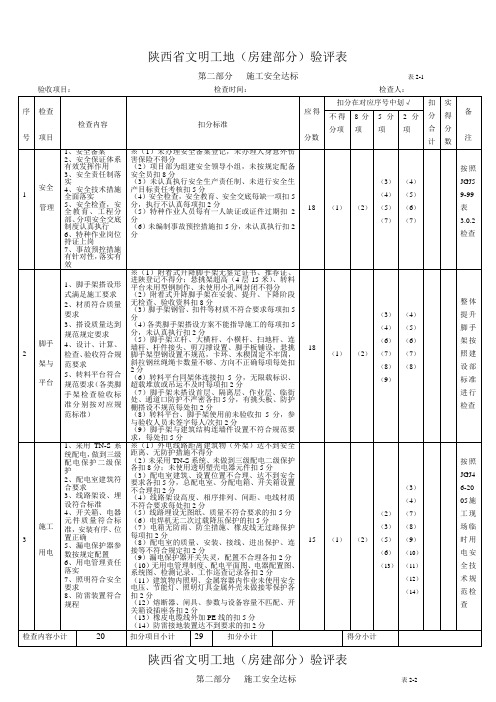 陕西省文明工地(房建部分)验评表