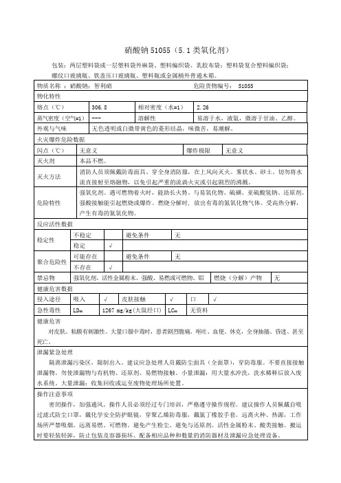 硝酸钠理化特性表