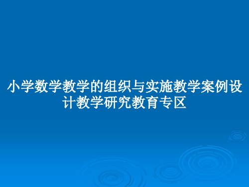 小学数学教学的组织与实施教学案例设计教学研究教育专区PPT教案