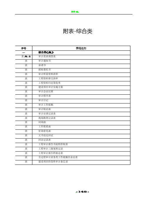 建设项目全过程跟踪审计表格-综合类