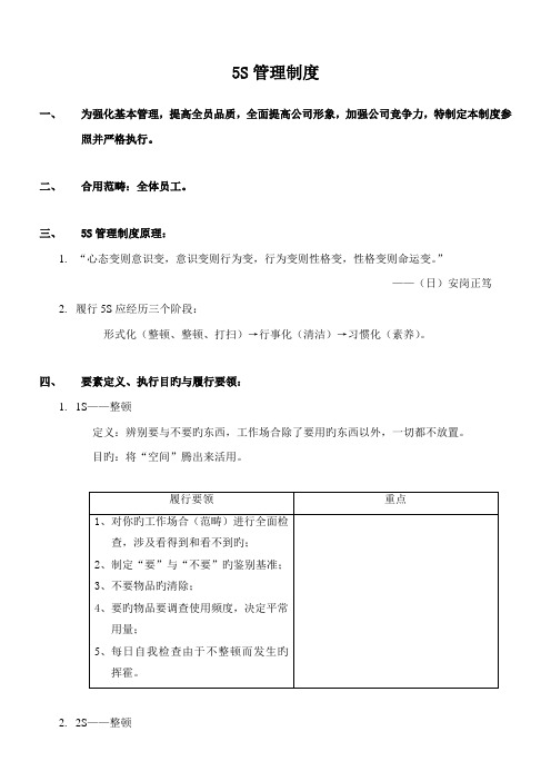 汽车销售企业五S管理新版制度