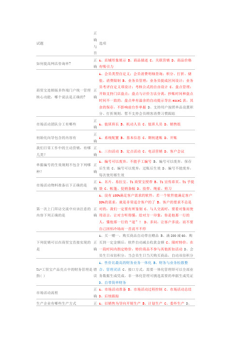 chanjet千人提能T1产品考试题和答案