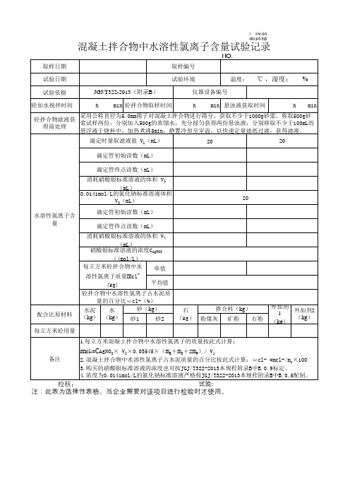 J-019混凝土中氯离子含量试验