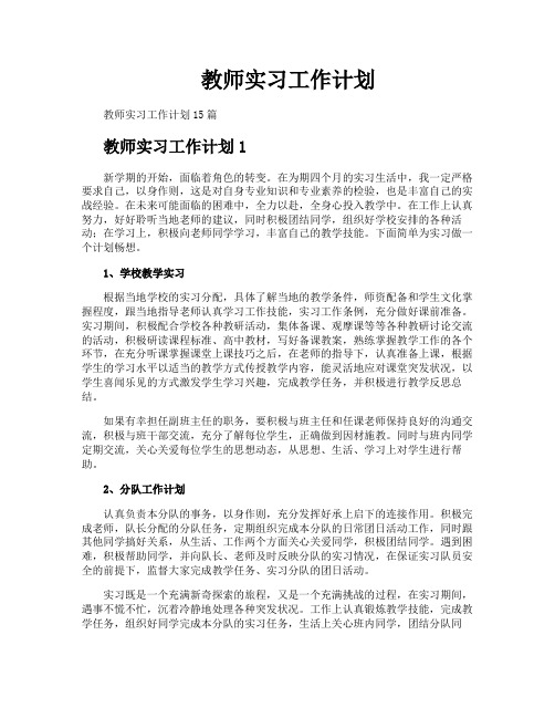 教师实习工作计划