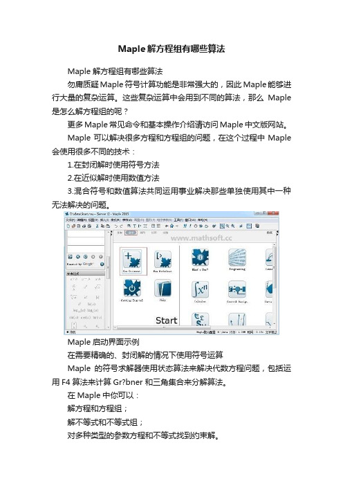 Maple解方程组有哪些算法