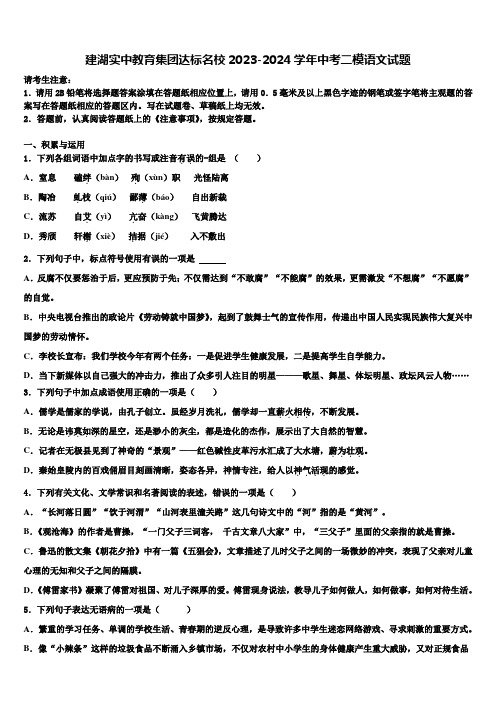 建湖实中教育集团达标名校2023-2024学年中考二模语文试题含解析