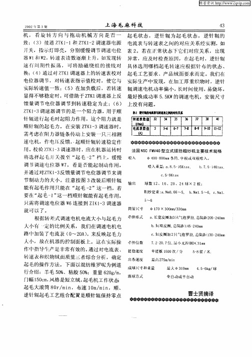 法国NSC  FMV40型立式搓捻粗纱机主要技术规格