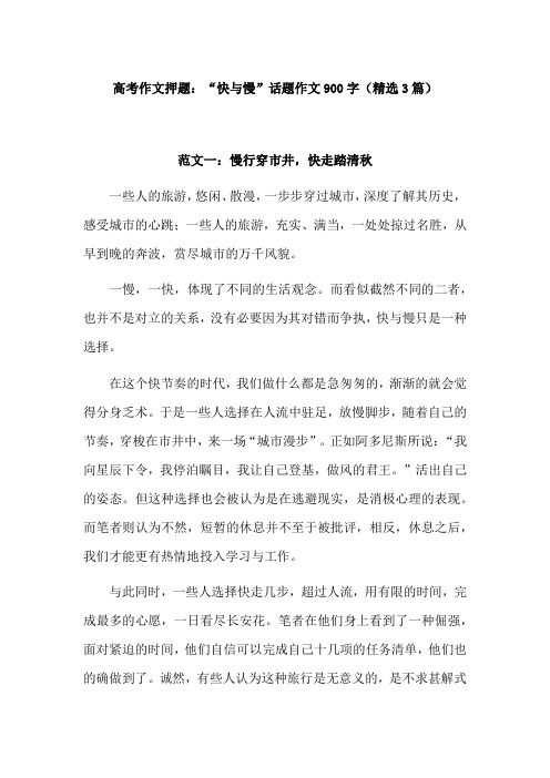 快与慢作文900字