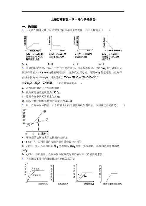 上海彭浦初级中学中考化学模拟卷