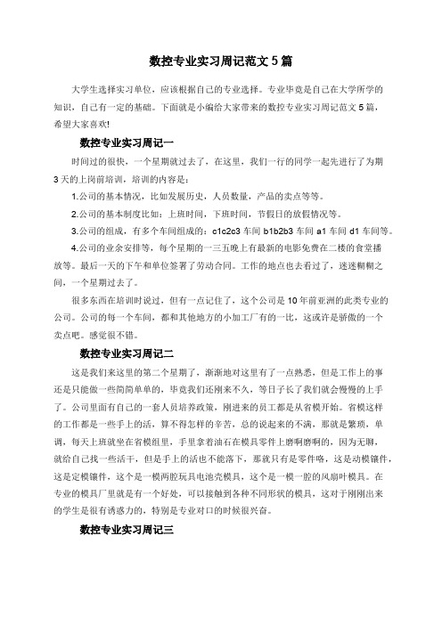 数控专业实习周记范文5篇