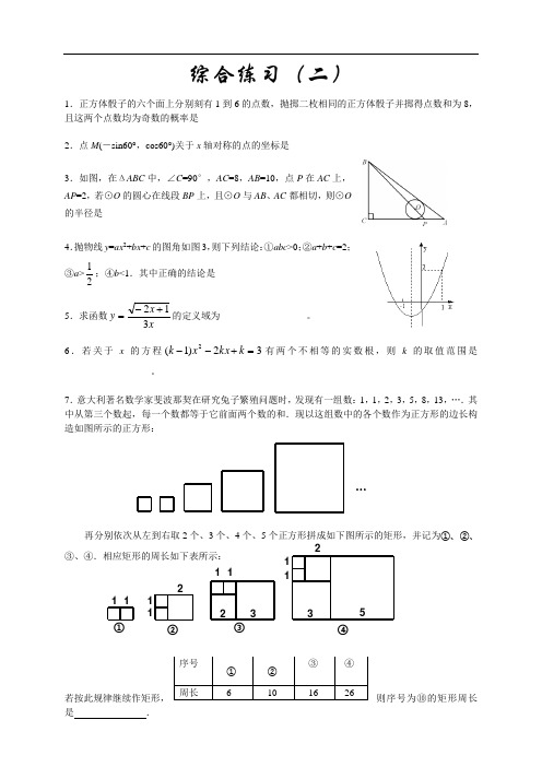 初三数学专题七~综合练习(2)