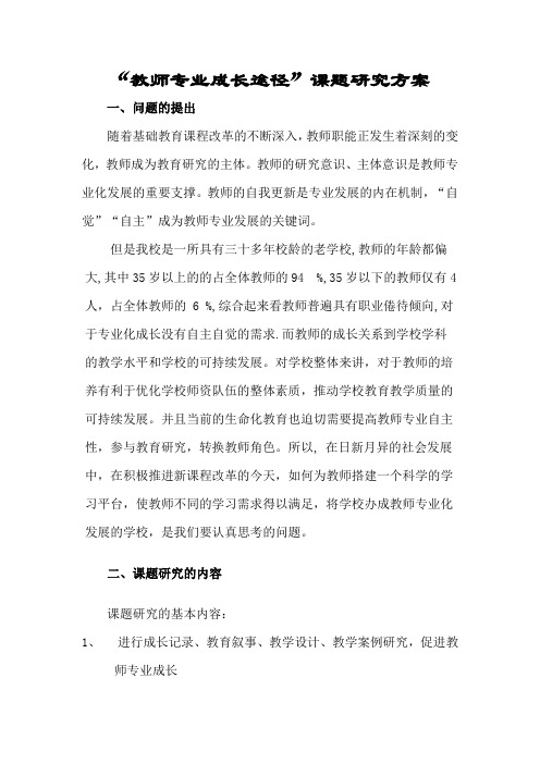 教师专业成长途径课题研究方案