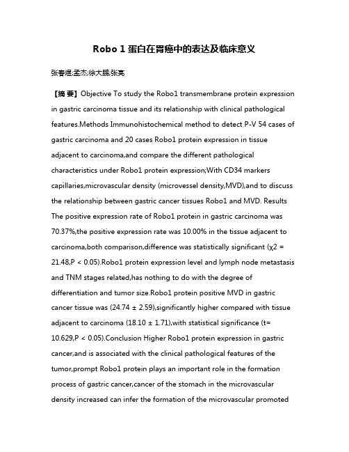 Robo 1蛋白在胃癌中的表达及临床意义