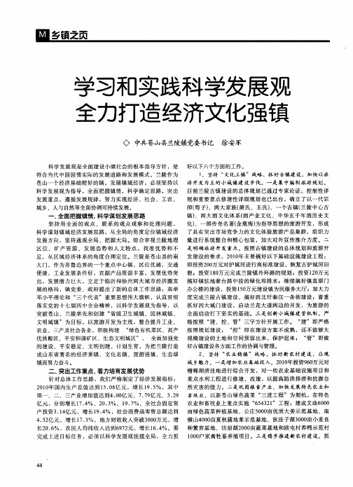 学习和实践科学发展观全力打造经济文化强镇