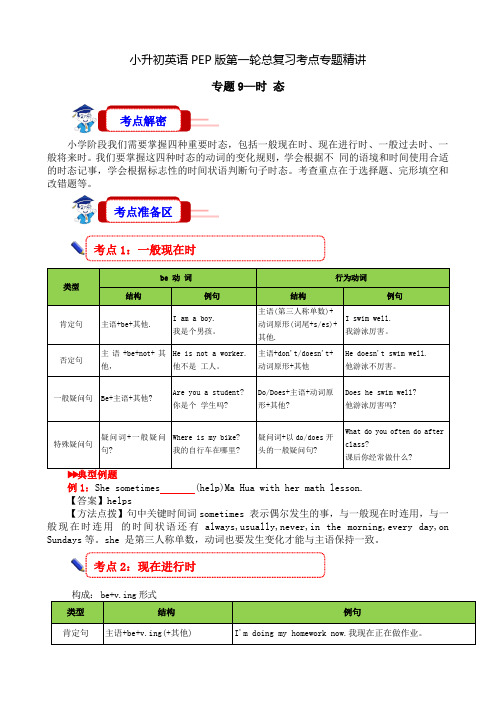 时态(讲义)人教PEP版英语六年级下册