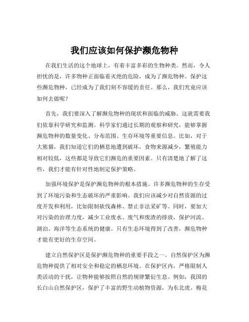 我们应该如何保护濒危物种