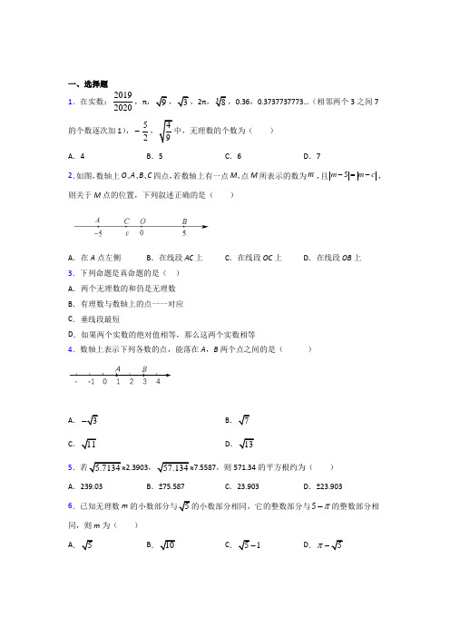 沙市中学七年级数学下册第六章【实数】测试题(提高培优)