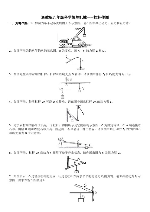 浙教版九年级科学简单机械——杠杆作图1