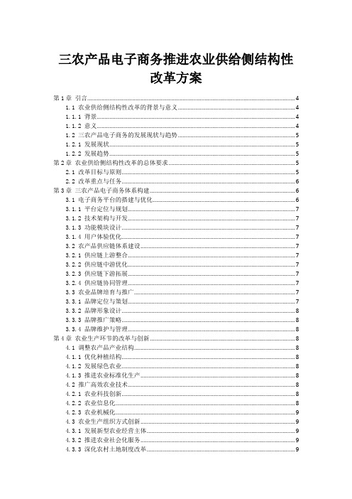 三农产品电子商务推进农业供给侧结构性改革方案