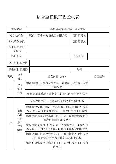 (完整版)铝合金模板工程验收表