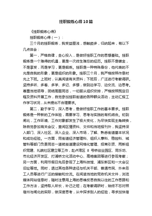 挂职锻炼心得10篇