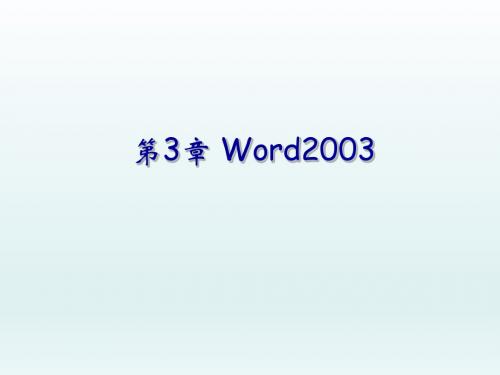 大学计算机文化基础第3章 WORD2003