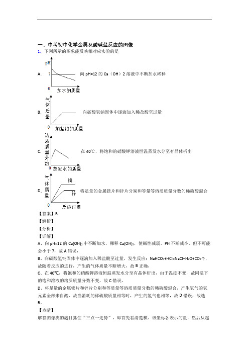 2020-2021中考化学 金属及酸碱盐反应的图像 培优练习(含答案)附详细答案