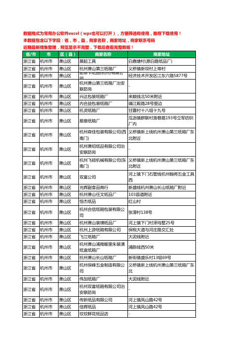 2020新版浙江省杭州市萧山区纸箱工商企业公司商家名录名单黄页联系电话号码地址大全48家