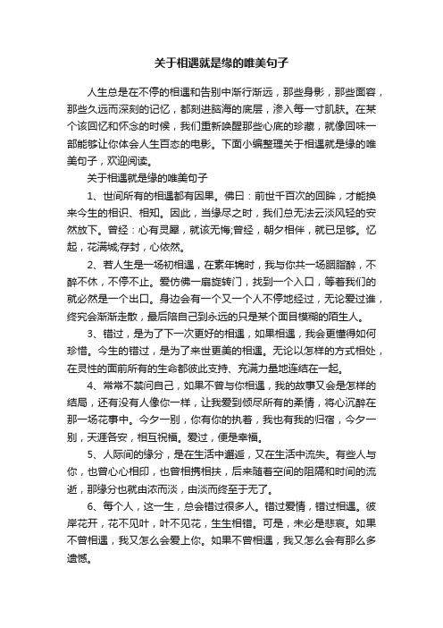 关于相遇就是缘的唯美句子