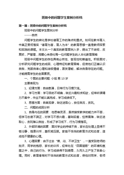 班级中的问题学生案例分析档