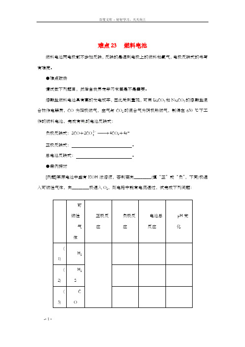 高考化学冲刺秘籍难点23燃料电池