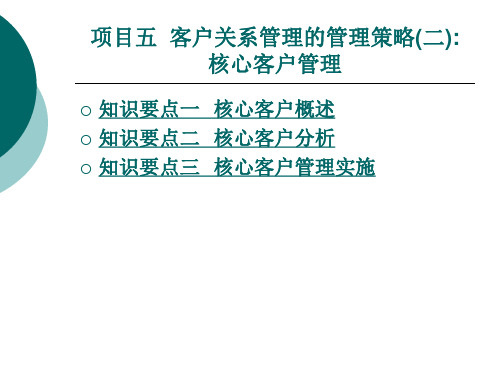 客户关系管理的管理策略核心客户管理