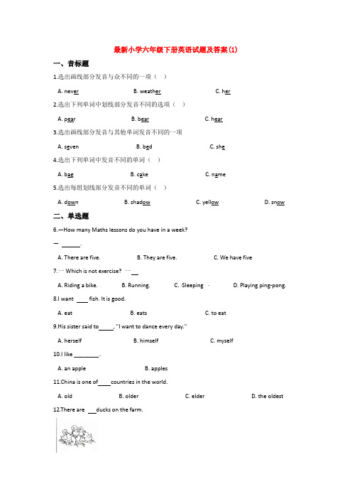 【15套试卷】温州市小升初模拟考试英语精选