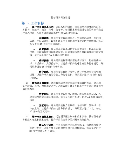 篮球日常训练计划