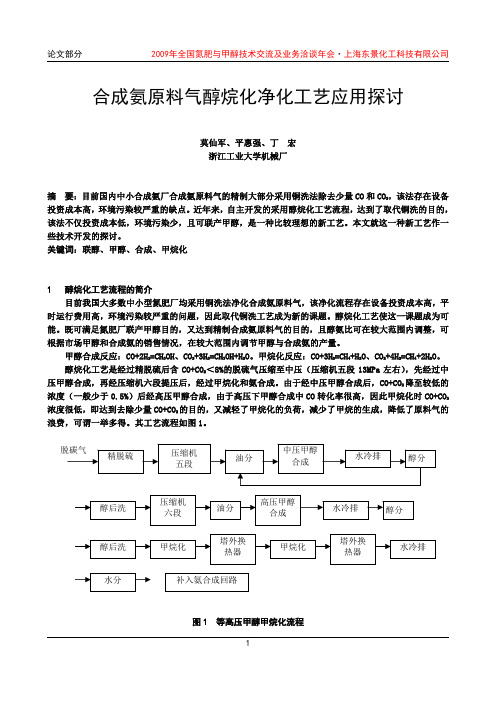 净化-03-合成氨原料气醇烷化净化工艺应用探讨