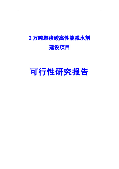 2万吨聚羧酸高性能减水剂建设项目可行性研究报告