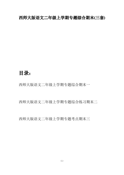 西师大版语文二年级上学期专题综合期末(三套)