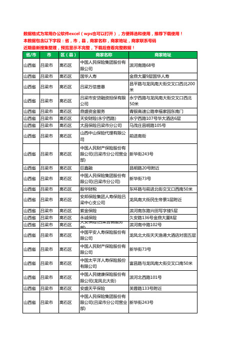 2020新版山西省吕梁市离石区保险工商企业公司商家名录名单联系电话号码地址大全117家